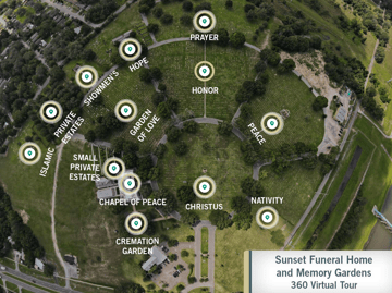 Still of an interactive 360 funeral home site map